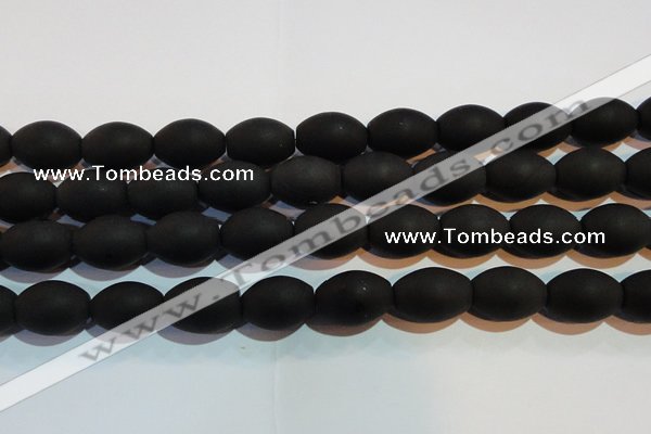 CAG6028 15.5 inches 13*18mm rice matte black agate beads