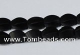 CAG6040 15.5 inches 5*8mm twisted rice matte black agate beads