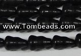 CAG6042 15.5 inches 5*8mm carved calabash matte black agate beads