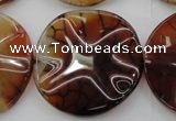 CAG6056 15.5 inches 30mm wavy coin dragon veins agate beads