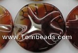 CAG6057 15.5 inches 40mm wavy coin dragon veins agate beads