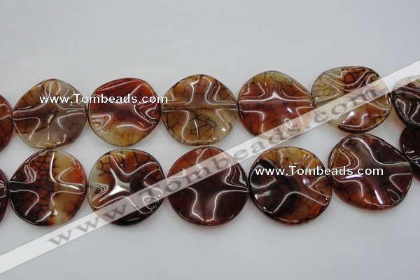 CAG6057 15.5 inches 40mm wavy coin dragon veins agate beads