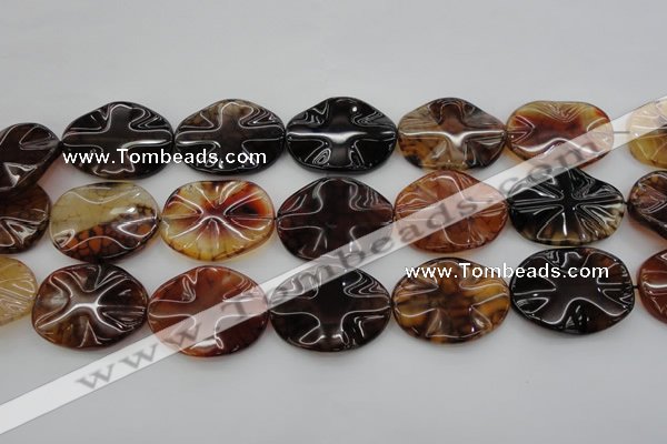 CAG6061 15.5 inches 22*30mm wavy oval dragon veins agate beads