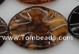 CAG6062 15.5 inches 30*40mm wavy oval dragon veins agate beads