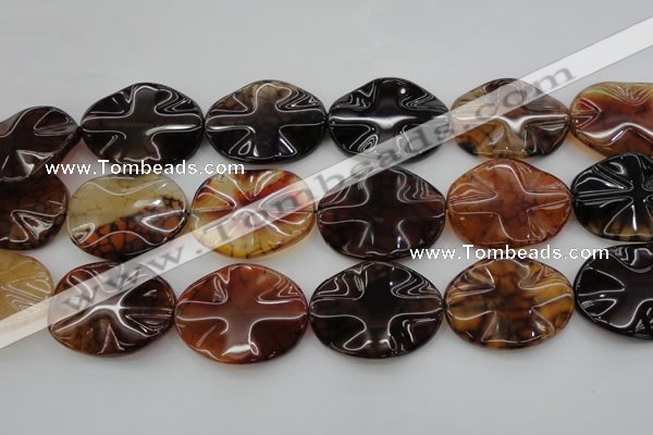 CAG6062 15.5 inches 30*40mm wavy oval dragon veins agate beads