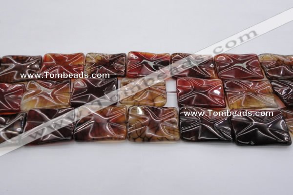 CAG6066 15.5 inches 22*30mm wavy rectangle dragon veins agate beads