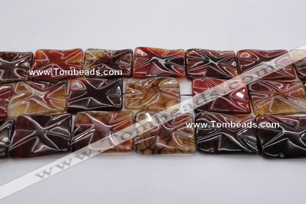 CAG6067 15.5 inches 30*40mm wavy rectangle dragon veins agate beads