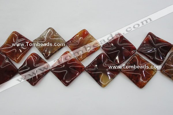 CAG6071 15.5 inches 30mm wavy diamond dragon veins agate beads