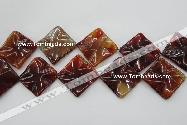 CAG6072 15.5 inches 40mm wavy diamond dragon veins agate beads