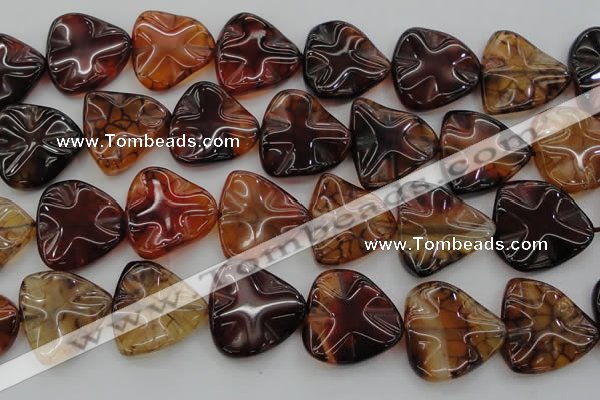 CAG6077 15.5 inches 40mm wavy triangle dragon veins agate beads