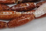 CAG608 15.5 inches 10*30mm rice natural fire agate beads wholesale