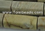 CAG6082 15.5 inches 16*40mm faceted tube chrysanthemum agate beads