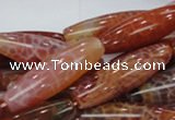 CAG609 15.5 inches 12*40mm rice natural fire agate beads wholesale