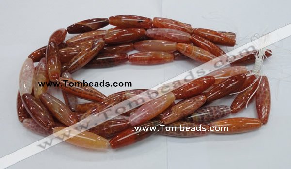 CAG609 15.5 inches 12*40mm rice natural fire agate beads wholesale