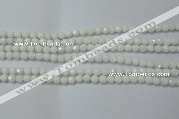 CAG6100 15.5 inches 4mm faceted round white agate gemstone beads