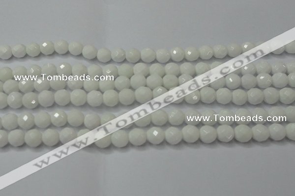 CAG6101 15.5 inches 6mm faceted round white agate gemstone beads