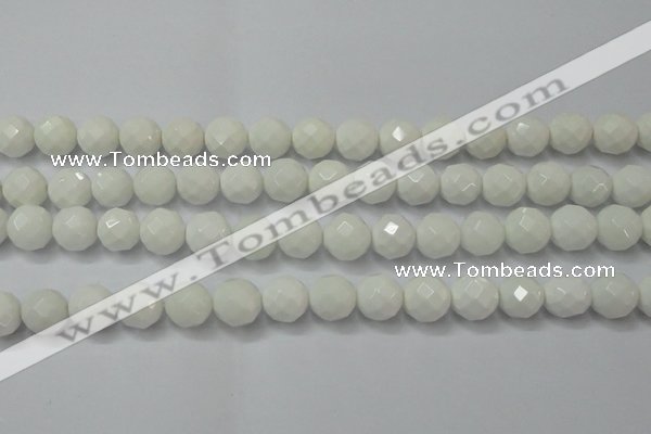 CAG6102 15.5 inches 8mm faceted round white agate gemstone beads