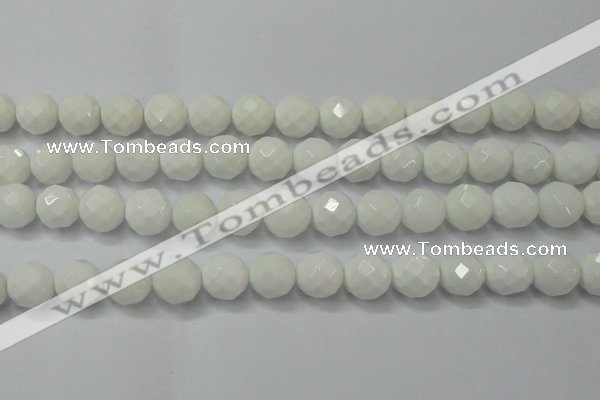 CAG6103 15.5 inches 10mm faceted round white agate gemstone beads