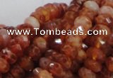 CAG612 15.5 inches 6*10mm faceted rondelle natural fire agate beads