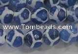 CAG6121 15 inches 10mm faceted round tibetan agate gemstone beads