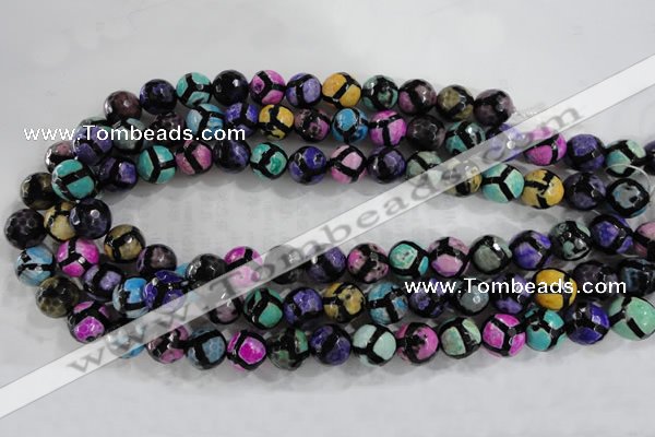 CAG6130 15 inches 8mm faceted round tibetan agate gemstone beads