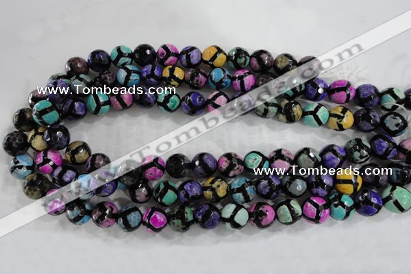 CAG6131 15 inches 10mm faceted round tibetan agate gemstone beads