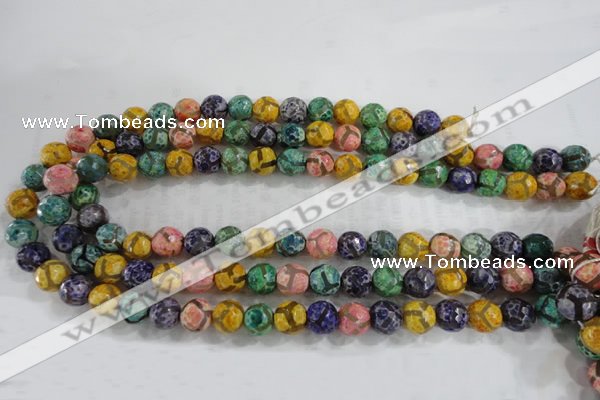 CAG6140 15 inches 8mm faceted round tibetan agate gemstone beads