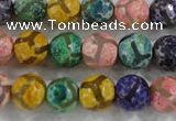 CAG6143 15 inches 14mm faceted round tibetan agate gemstone beads