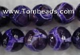 CAG6146 15 inches 12mm faceted round tibetan agate gemstone beads