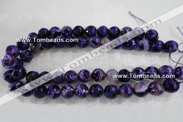 CAG6146 15 inches 12mm faceted round tibetan agate gemstone beads