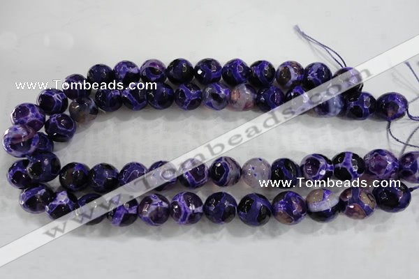 CAG6147 15 inches 14mm faceted round tibetan agate gemstone beads