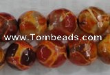 CAG6150 15 inches 10mm faceted round tibetan agate gemstone beads