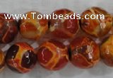 CAG6151 15 inches 12mm faceted round tibetan agate gemstone beads