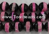 CAG6155 15 inches 8mm faceted round tibetan agate gemstone beads