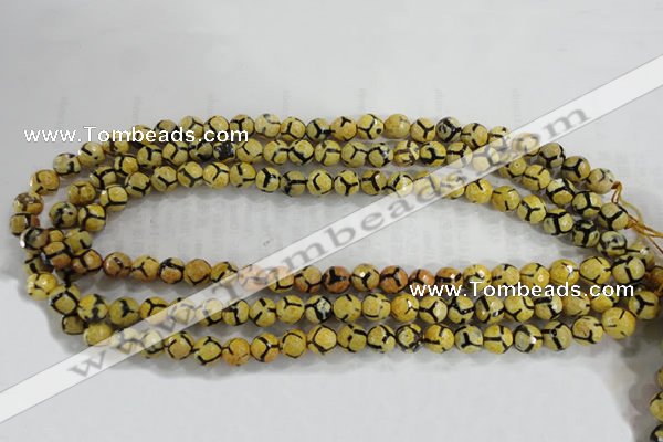 CAG6165 15 inches 8mm faceted round tibetan agate gemstone beads