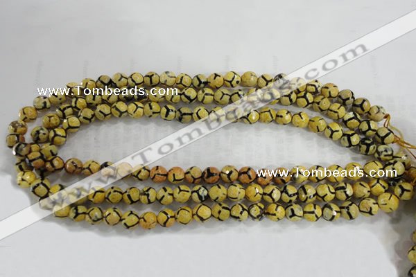 CAG6166 15 inches 10mm faceted round tibetan agate gemstone beads