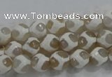 CAG6176 15 inches 10mm faceted round tibetan agate gemstone beads