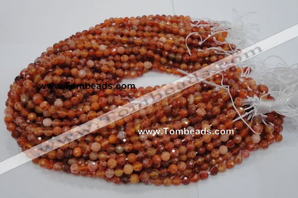 CAG618 15.5 inches 4mm faceted round natural fire agate beads