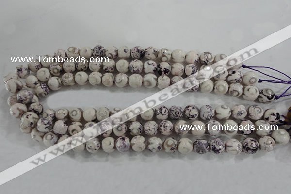 CAG6180 15 inches 10mm faceted round tibetan agate gemstone beads