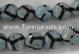 CAG6186 15 inches 10mm faceted round tibetan agate gemstone beads