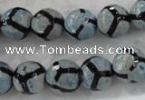 CAG6188 15 inches 14mm faceted round tibetan agate gemstone beads