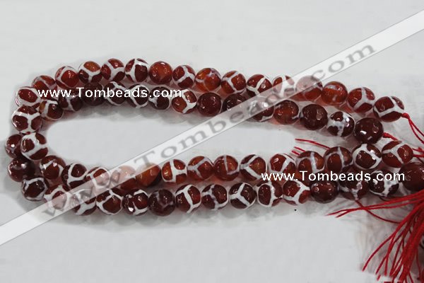 CAG6202 15 inches 12mm faceted round tibetan agate gemstone beads