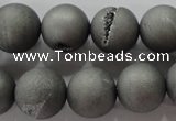 CAG6226 15 inches 16mm round plated druzy agate beads wholesale