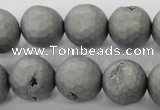 CAG6233 15 inches 10mm faceted round plated druzy agate beads