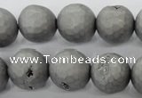 CAG6234 15 inches 12mm faceted round plated druzy agate beads