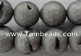 CAG6236 15 inches 16mm faceted round plated druzy agate beads