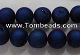 CAG6242 15 inches 8mm round plated druzy agate beads wholesale