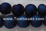 CAG6245 15 inches 14mm round plated druzy agate beads wholesale