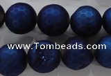 CAG6252 15 inches 8mm faceted round plated druzy agate beads