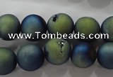 CAG6262 15 inches 8mm round plated druzy agate beads wholesale